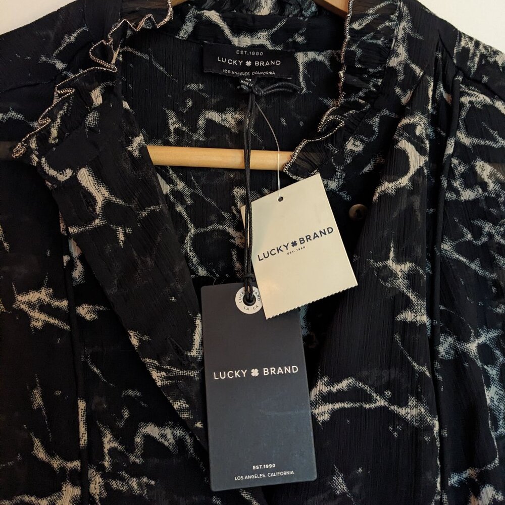 Lucky Brand black and cream colored marbled dress NWT